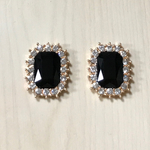 GOLD BLACK CRYSTAL BIJOU RECTANGLE CABOCHON PARTS