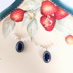 クラシカルなフープピアス＆イヤリング＜ネイビー×パール＞