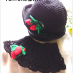 yuxtuko様ご注文作品✴✴苺飾りの❇ニットハット&ネックウォーマー❇黒