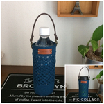デニムブルー♡ ネット編み水筒カバー(350ml)・ペットボトルカバー(500ml)持ち手付き