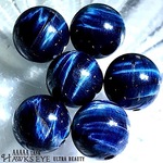 【極艶・天然濃青色!!✧】ホークスアイ・AAAAAランク✧【全石美麗シラー!! 非加熱・天然色✧】約１０ｍｍ珠【１石】セット【南アフリカ産✧】