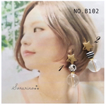 No.B102 おしゃれな ゴールドの星×クリアビーズ ピアス / イヤリング