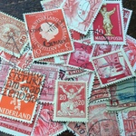 古切手【赤色Mix】25枚 内容確認OK!!