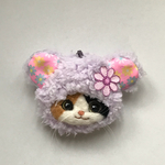 薄紫色のクマ耳さん(三毛)ストラップ