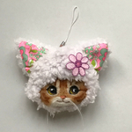 薄紫色の猫耳さん(茶トラ)ストラップ