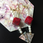 パールとアクリルビーズのピアス♡