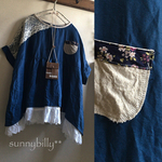 ●麻紺×紺色花柄のプルオーバー●