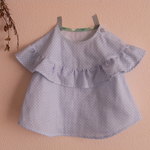 再販　MIZUTAMA サークルフリルチュニック *ソーダ*　size80　