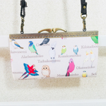 【再販】鳥図鑑のショルダー付きがま口長財布*ベージュ*0915