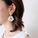 【chimie-23】【SALE】ヴィンテージウッドカボションとモチーフのイヤリング・ピアス