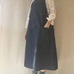 リネンコットンデニムのサロペットスカート