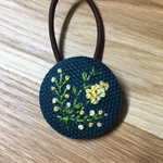 再販なし！刺繍ヘアゴム  ミモザ
