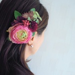 ヘアピン花飾り　ラナンキュラスR
