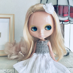 ドール用 服 ワンピース ニット ダブルガーゼ  スカート★コサージュヘアピンセット