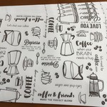 Juliaさま　ご注文品　コーヒープリントのラッピングペーパー＆ダイカットなど　　　