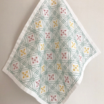 刺し子の布巾(枡刺し／春色)