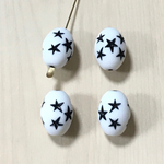 VINTAGE WHITE BLACK OVAL STAR DESIGN BEADS