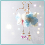 カラフル フラワー ガラスドームピアス♡フープフラワーロングピアス♡イヤリング