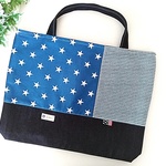 ★chivikitty様オーダー品★レッスンバック　星柄ブルー×ヒッコリーデニム　❮入園・入学❯