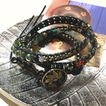 ３連ラップブレス 迷彩風 & ヴィンテージボタン