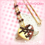  (新色)ハート♡ラッピングマカロンのネックレス(チョコレート＆キャメル)