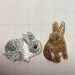 うさぎ2匹 動物 アニマル 刺繍ワッペンアイロン粘着付き