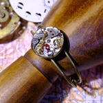 【new!!】steampunk bangle with garnet/スチームパンクな歯車バングル