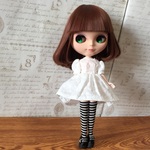 (再販)ブライス リカちゃん サイズ レースのパフ袖ワンピース 白