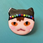 くろねこの帽子の男の子ブローチ