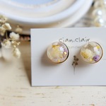 【オーダー品】ホワイトとライラックカラーのドームイヤリング/ピアス