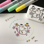 【受注生産】にわとり家族の春爛漫はんこ