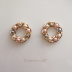 春色パールのわっかピアス    グレー