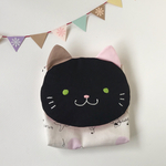 【受注生産】ふんわり☆ねこさん　移動ポケット　ピンク×くろねこさん