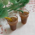 ２個セット!!アイスコーヒー☆ストロー付き　氷入り　ミニチュア