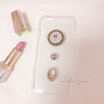  【注文製作】ヴィンテージ風お花畑♡アイフォンケース 