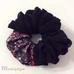 リバティ×シフォンシュシュ(BLACK×丸模様)