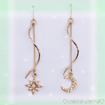 月×星　揺れる螺旋　ピアス　◇イヤリング可能