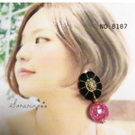  No.B107 大人可愛い❁⃘ビビッドピンク×フラワーアンティーク ピアス / イヤリング