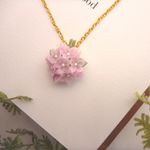 ピンク色忘れな草のブーケネックレス