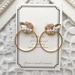 ビジュー✳︎リングピアス【ピンクオパール】