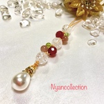 Nyancollectioオリジナル天然石デザインストラップ ♡ストロベリーパール♡幸福＊運気UP