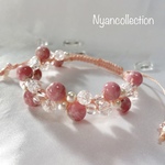 ◎特価品◎ 天然石紐編みデザインブレスレット♡インカローズ