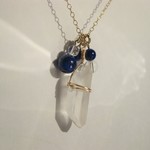 天然石ネックレス(ﾈｯｸﾚｽﾁｪｰﾝ:14kgf)　水晶＆ラピスラズリ