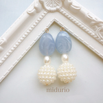 春色パール大振りピアス イヤリング