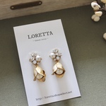 スワロフスキーとクラシカルチューリップのピアス・イヤリング