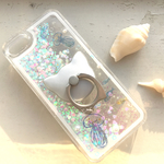 海月(クラゲ)と猫♡ゆれるハート ホロ♡スマホケース iPhoneケース iPhonese ウォーターケース