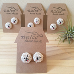 わんこの刺繍イヤリング