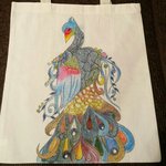 手描きトートバッグ【クジャク】