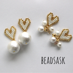白ハートのパールバリエーションピアス