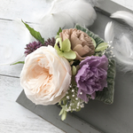 オールドローズのコサージュ(シャンパン＊パープル)